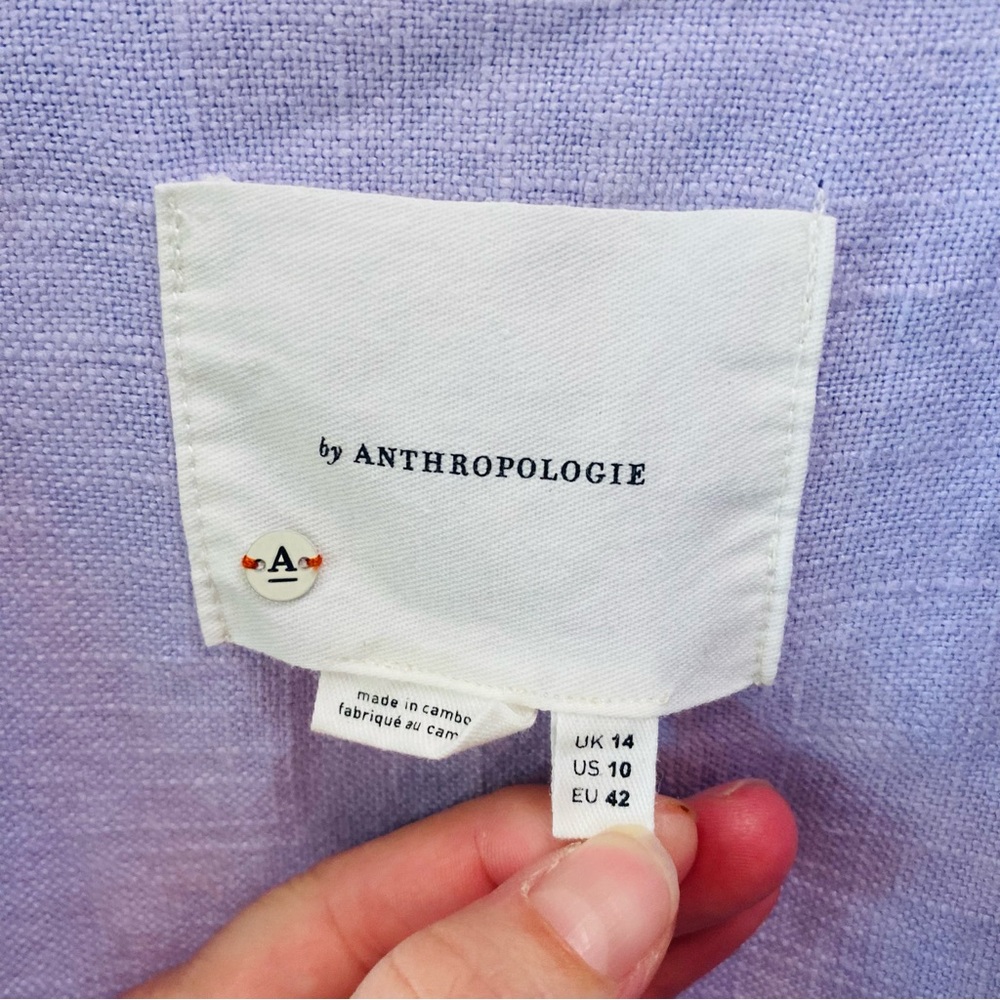 By Anthropologie Linen Tulip Blazer in lavender 10 - Picture 7 of 8